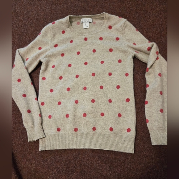 Rachel Zoe 2 Ply Cashmere Sweater Polka Dot Size Medium (See Measutements) - Picture 1 of 9